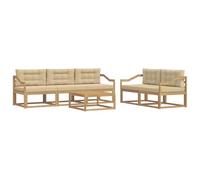 vidaXL Set di divani da esterno con cuscino 6 pcs Bianco e Beige, Set di mobili da giardino moderno, collezione divani all'aperto, lounge in giardino, postazione in piscina