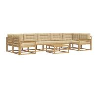 vidaXL Set di divani da esterno con cuscino 6 pcs Bianco e Beige, Set Divano da Esterno, Sedute Modulari Moderne, Mobili da Giardino in Legno di Acacia, Lounge per Patio