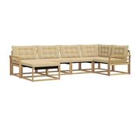 vidaXL Set di divani da esterno con cuscino 6 pcs Bianco e Beige, Set Divano da Giardino, Lounge Moderna, Arredamento Robusto, Seduta Impermeabile per Relax, Facile da Pulire