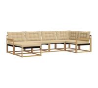 vidaXL Set di divani da esterno con cuscino 6 pcs Bianco e Beige, Set Divano da Giardino, Lounge Moderna, Arredamento Robusto, Seduta Impermeabile per Relax, Facile da Pulire