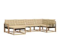 vidaXL Set di divani da esterno con cuscino 6 pcs Bianco e Beige, Set Divano da Giardino, Lounge Moderna, Arredamento Robusto, Seduta Impermeabile per Relax, Facile da Pulire