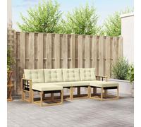 vidaXL Set di divani da esterno con cuscino 6 pcs Bianco e Crema, Divano da Giardino, Set Sezionale Moderno per Esterni, Mobili Resistenti per Patio, Posti Comodi per il Terrazzo