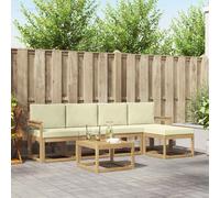 vidaXL Set di divani da esterno con cuscino 6 pcs Bianco e Crema, Divano da giardino, set moderno per esterni, arredo patio resistente, divano alla moda per il terrazzo