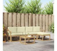 vidaXL Set di divani da esterno con cuscino 6 pcs Bianco e Crema, Divano da giardino, set moderno per esterni, arredo patio resistente, divano alla moda per il terrazzo