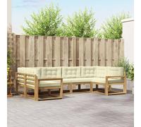 vidaXL Set di divani da esterno con cuscino 6 pcs Bianco e Crema, Set di divani in legno di acacia, lounge moderna per il giardino, mobili resistenti, opzioni eleganti per il patio