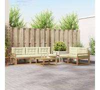 vidaXL Set di divani da esterno con cuscino 6 pcs Bianco e Crema, Set di mobili da giardino moderno, collezione divani all'aperto, lounge in giardino, postazione in piscina
