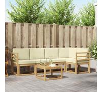 vidaXL Set di divani da esterno con cuscino 6 pcs Bianco e Crema, Divano Sezionale Esterno, Set Lounge Moderno, Sedia Patio Robusta, Mobili Comodi per Rilassarsi