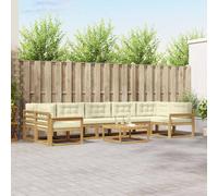 vidaXL Set di divani da esterno con cuscino 6 pcs Bianco e Crema