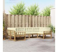 vidaXL Set di divani da esterno con cuscino 6 pcs Bianco e Crema, Set di divani in legno di acacia, lounge moderna per il giardino, mobili resistenti, opzioni eleganti per il patio