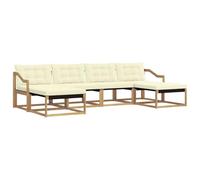 vidaXL Set di divani da esterno con cuscino 6 pcs Bianco e Crema, Divano da giardino moderno, set comodo per esterni, lounge patio, spazio relax in terrazza
