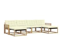 vidaXL Set di divani da esterno con cuscino 6 pcs Bianco e Crema, Divano Sezionale da Giardino, Lounge Moderna, Seduta Resistente per Ambienti Esterni e Comfort in Terrazza