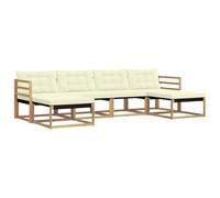 vidaXL Set di divani da esterno con cuscino 6 pcs Bianco e Crema, Divano Sezionale da Giardino, Lounge Moderna, Seduta Resistente per Ambienti Esterni e Comfort in Terrazza