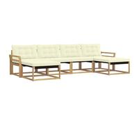 vidaXL Set di divani da esterno con cuscino 6 pcs Bianco e Crema, Divano Sezionale da Giardino, Lounge Moderna, Seduta Resistente per Ambienti Esterni e Comfort in Terrazza