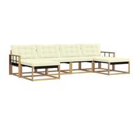 vidaXL Set di divani da esterno con cuscino 6 pcs Bianco e Crema, Divano Sezionale da Giardino, Lounge Moderna, Seduta Resistente per Ambienti Esterni e Comfort in Terrazza