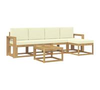 vidaXL Set di divani da esterno con cuscino 6 pcs Bianco e Crema, Divano da giardino, set moderno per esterni, arredo patio resistente, divano alla moda per il terrazzo