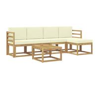 vidaXL Set di divani da esterno con cuscino 6 pcs Bianco e Crema, Divano da giardino, set moderno per esterni, arredo patio resistente, divano alla moda per il terrazzo