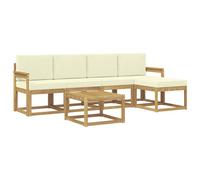 vidaXL Set di divani da esterno con cuscino 6 pcs Bianco e Crema, Divano da giardino, set moderno per esterni, arredo patio resistente, divano alla moda per il terrazzo