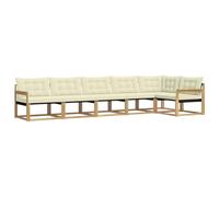 vidaXL Set di divani da esterno con cuscino 6 pcs Bianco e Crema, Divano da giardino, set moderno, resistente agli agenti atmosferici, lounge comoda, arredo patio in legno acacia