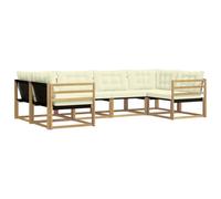 vidaXL Set di divani da esterno con cuscino 6 pcs Bianco e Crema, Divano da Giardino, Set Sezionale Moderno, Mobili da Terrazza Resistenti, Comfort per il Patio