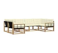 vidaXL Set di divani da esterno con cuscino 6 pcs Bianco e Crema, Divano da Giardino, Set Sezionale Moderno, Mobili da Terrazza Resistenti, Comfort per il Patio