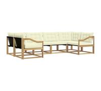 vidaXL Set di divani da esterno con cuscino 6 pcs Bianco e Crema, Divano da Giardino, Set Sezionale Moderno, Mobili da Terrazza Resistenti, Comfort per il Patio