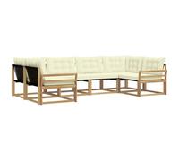 vidaXL Set di divani da esterno con cuscino 6 pcs Bianco e Crema, Divano da Giardino, Set Sezionale Moderno, Mobili da Terrazza Resistenti, Comfort per il Patio