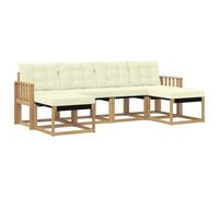 vidaXL Set di divani da esterno con cuscino 6 pcs Bianco e Crema, Divano da Giardino, Set Sezionale Moderno per Esterni, Mobili Resistenti per Patio, Posti Comodi per il Terrazzo