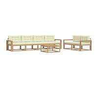 vidaXL Set di divani da esterno con cuscino 6 pcs Bianco e Crema, Mobili da giardino, set divani moderni, posti a sedere sectional, divani per patio, relax per il tuo giardino