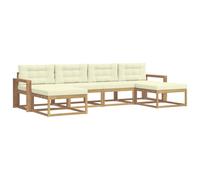vidaXL Set di divani da esterno con cuscino 6 pcs Bianco e Crema, Set di divani moderni in acacia, arredo da giardino resistente, comodo per giardino e relax a bordo piscina