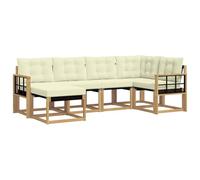 vidaXL Set di divani da esterno con cuscino 6 pcs Bianco e Crema, Set di divani moderni per esterni, mobili da giardino alla moda, collezione resistente per il patio