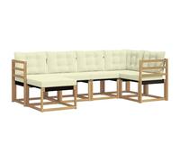 vidaXL Set di divani da esterno con cuscino 6 pcs Bianco e Crema, Set di divani moderni per esterni, mobili da giardino alla moda, collezione resistente per il patio