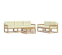 vidaXL Set di divani da esterno con cuscino 6 pcs Bianco e Crema, Set di mobili da giardino moderno, collezione divani all'aperto, lounge in giardino, postazione in piscina