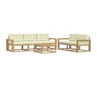 vidaXL Set di divani da esterno con cuscino 6 pcs Bianco e Crema, Set di mobili da giardino moderno, collezione divani all'aperto, lounge in giardino, postazione in piscina
