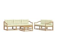 vidaXL Set di divani da esterno con cuscino 6 pcs Bianco e Crema, Set di mobili da giardino moderno, collezione divani all'aperto, lounge in giardino, postazione in piscina