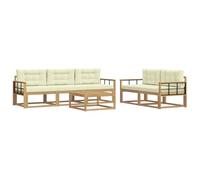 vidaXL Set di divani da esterno con cuscino 6 pcs Bianco e Crema, Set di mobili da giardino moderno, collezione divani all'aperto, lounge in giardino, postazione in piscina