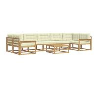 vidaXL Set di divani da esterno con cuscino 6 pcs Bianco e Crema, Set Divano da Esterno, Sedute Modulari Moderne, Mobili da Giardino in Legno di Acacia, Lounge per Patio