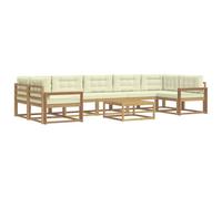 vidaXL Set di divani da esterno con cuscino 6 pcs Bianco e Crema, Set Divano da Esterno, Sedute Modulari Moderne, Mobili da Giardino in Legno di Acacia, Lounge per Patio