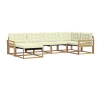 vidaXL Set di divani da esterno con cuscino 6 pcs Bianco e Crema, Set Divano da Giardino, Lounge Moderna, Arredamento Robusto, Seduta Impermeabile per Relax, Facile da Pulire