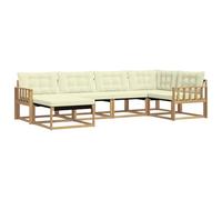 vidaXL Set di divani da esterno con cuscino 6 pcs Bianco e Crema, Set Divano da Giardino, Lounge Moderna, Arredamento Robusto, Seduta Impermeabile per Relax, Facile da Pulire