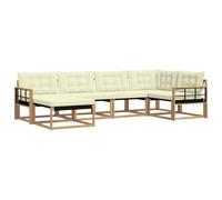 vidaXL Set di divani da esterno con cuscino 6 pcs Bianco e Crema, Set Divano da Giardino, Lounge Moderna, Arredamento Robusto, Seduta Impermeabile per Relax, Facile da Pulire