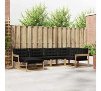 vidaXL Set di divani da esterno con cuscino 6 pcs Bianco e Nero, Set di divani da giardino, lounge moderna, mobili resistenti, seduta in legno acacia, facile da pulire per esterni