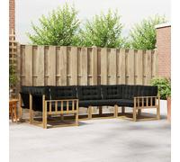 vidaXL Set di divani da esterno con cuscino 6 pcs Bianco e Nero, Divano da Giardino, Set Sezionale Moderno, Mobili da Terrazza Resistenti, Comfort per il Patio