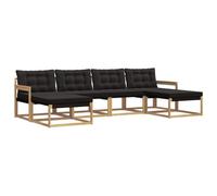 vidaXL Set di divani da esterno con cuscino 6 pcs Bianco e Nero, Divano da giardino moderno, set comodo per esterni, lounge patio, spazio relax in terrazza