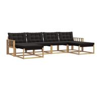 vidaXL Set di divani da esterno con cuscino 6 pcs Bianco e Nero, Divano da giardino moderno, set comodo per esterni, lounge patio, spazio relax in terrazza
