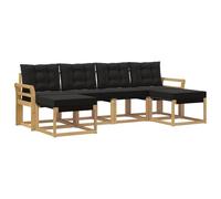 vidaXL Set di divani da esterno con cuscino 6 pcs Bianco e Nero, Divano da Giardino, Set Sezionale Moderno per Esterni, Mobili Resistenti per Patio, Posti Comodi per il Terrazzo