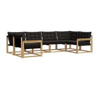vidaXL Set di divani da esterno con cuscino 6 pcs Bianco e Nero, Divano da Giardino, Set Sezionale Moderno, Mobili da Terrazza Resistenti, Comfort per il Patio