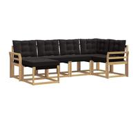vidaXL Set di divani da esterno con cuscino 6 pcs Bianco e Nero, Set di divani moderni per esterni, mobili da giardino alla moda, collezione resistente per il patio