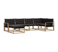 vidaXL Set di divani da esterno con cuscino 6 pcs Bianco e Nero, Set Divano da Giardino, Lounge Moderna, Arredamento Robusto, Seduta Impermeabile per Relax, Facile da Pulire