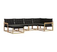 vidaXL Set di divani da esterno con cuscino 6 pcs Bianco e Nero, Set di divani da giardino, lounge moderna, mobili resistenti, seduta in legno acacia, facile da pulire per esterni
