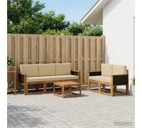 vidaXL Set di divani da esterno con cuscino 6 pcs Naturale, Divano da giardino outdoor, set moderno per il patio, comodo lounge per rilassarsi in terrazza